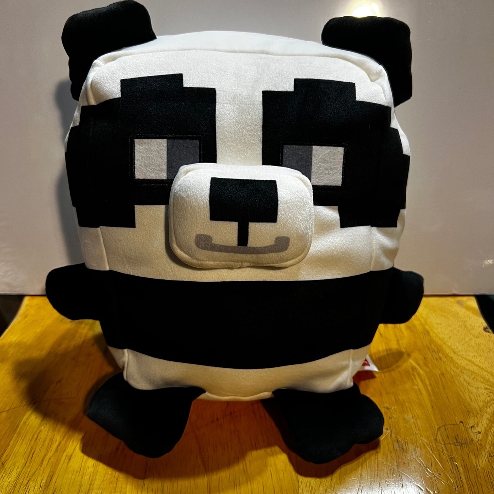 Mattel Minecraft 10in Panda Plush Black White Pixelated Soft Toy HMW93